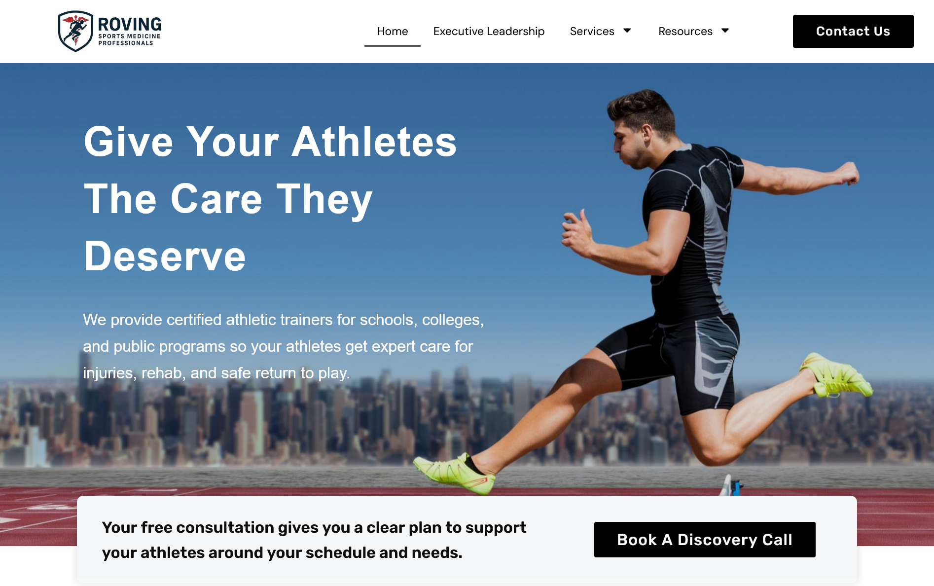 Roving Athletics website screenshot